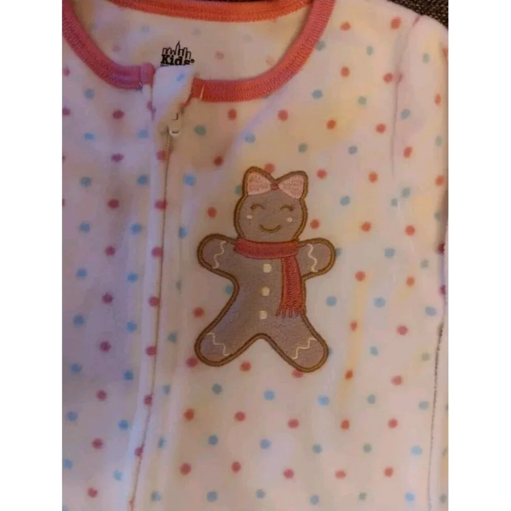 pajamas 2T New Girls Kids Headquarters White Fleece sleeper Blue Pink Polka Dots